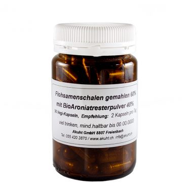 Flohsamenschalen Bio + Bio-Aroniatrester, gemahlen (90 Stk.)